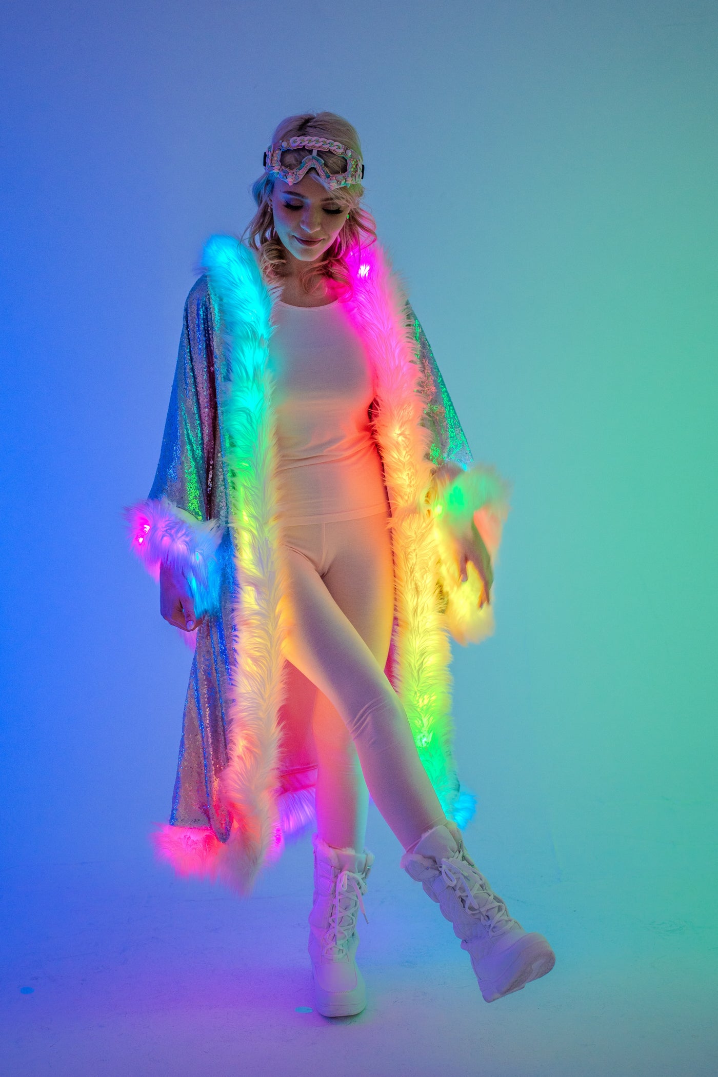 LED Tiny Twinkle Sequin Kimono in "Glitz & Glam Rainbow"