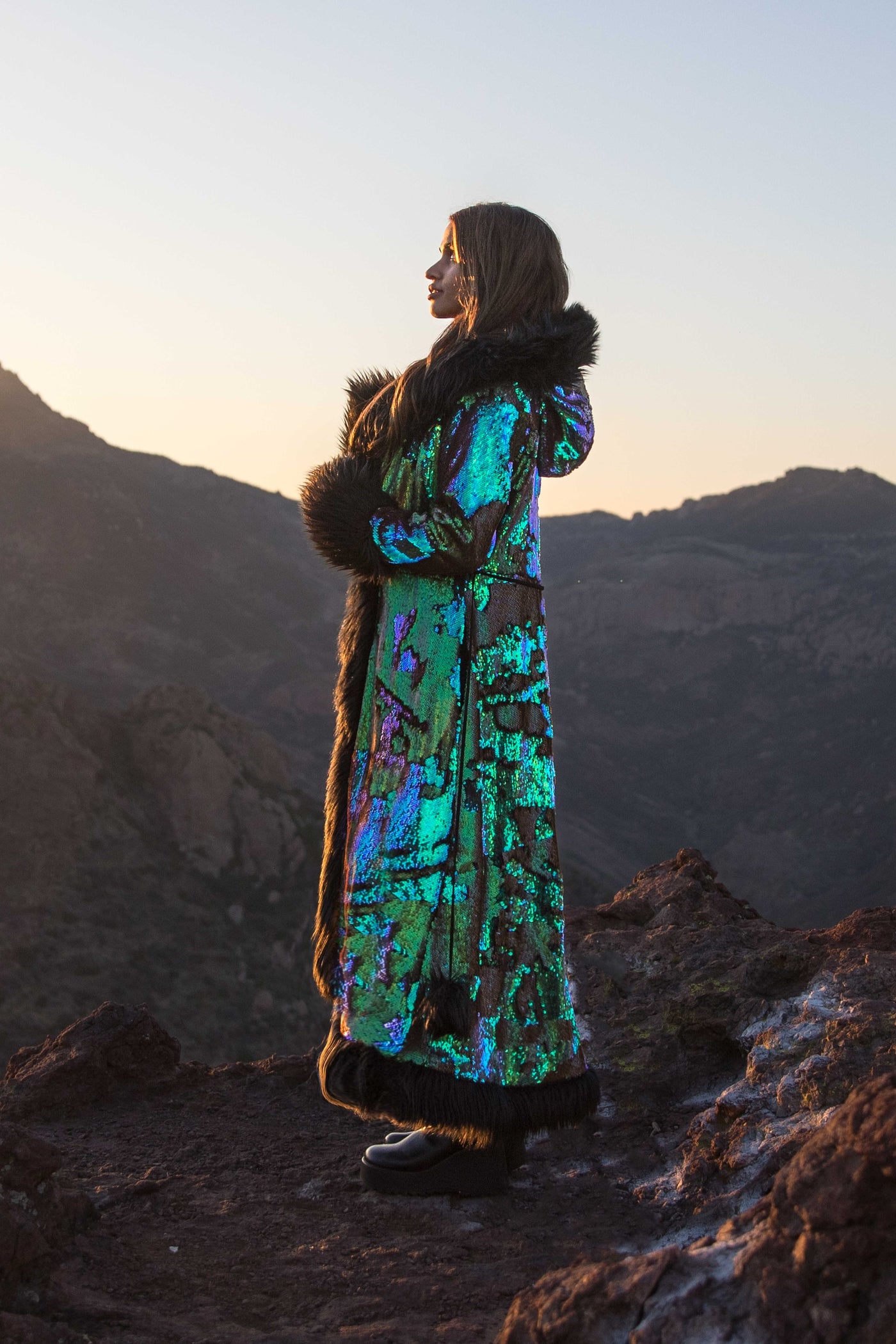 Women's Sequin Temptress Coat in "Serpentine" STOCK
