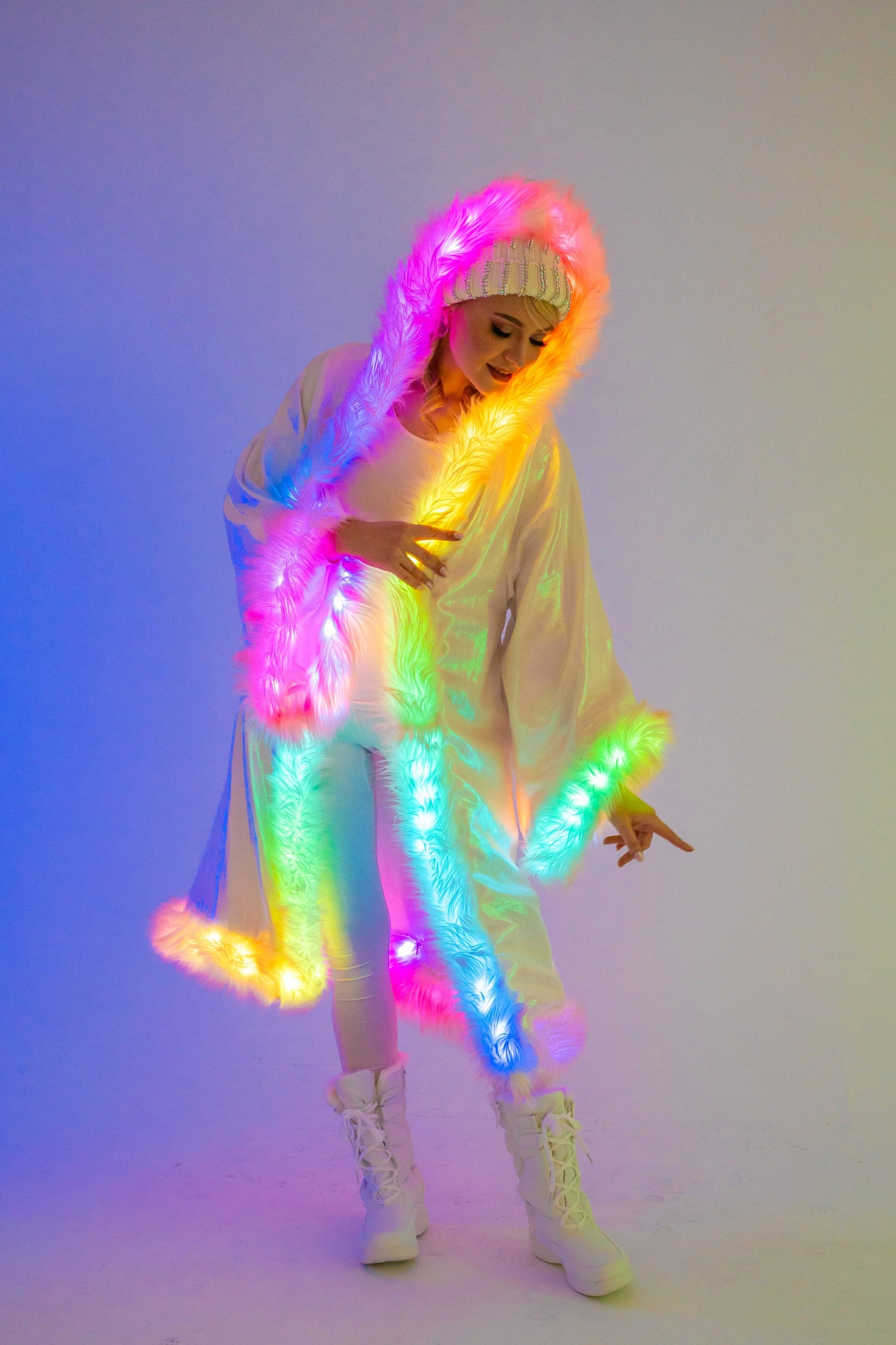 LED Sheer Magic Kimono in "Light Pink White "