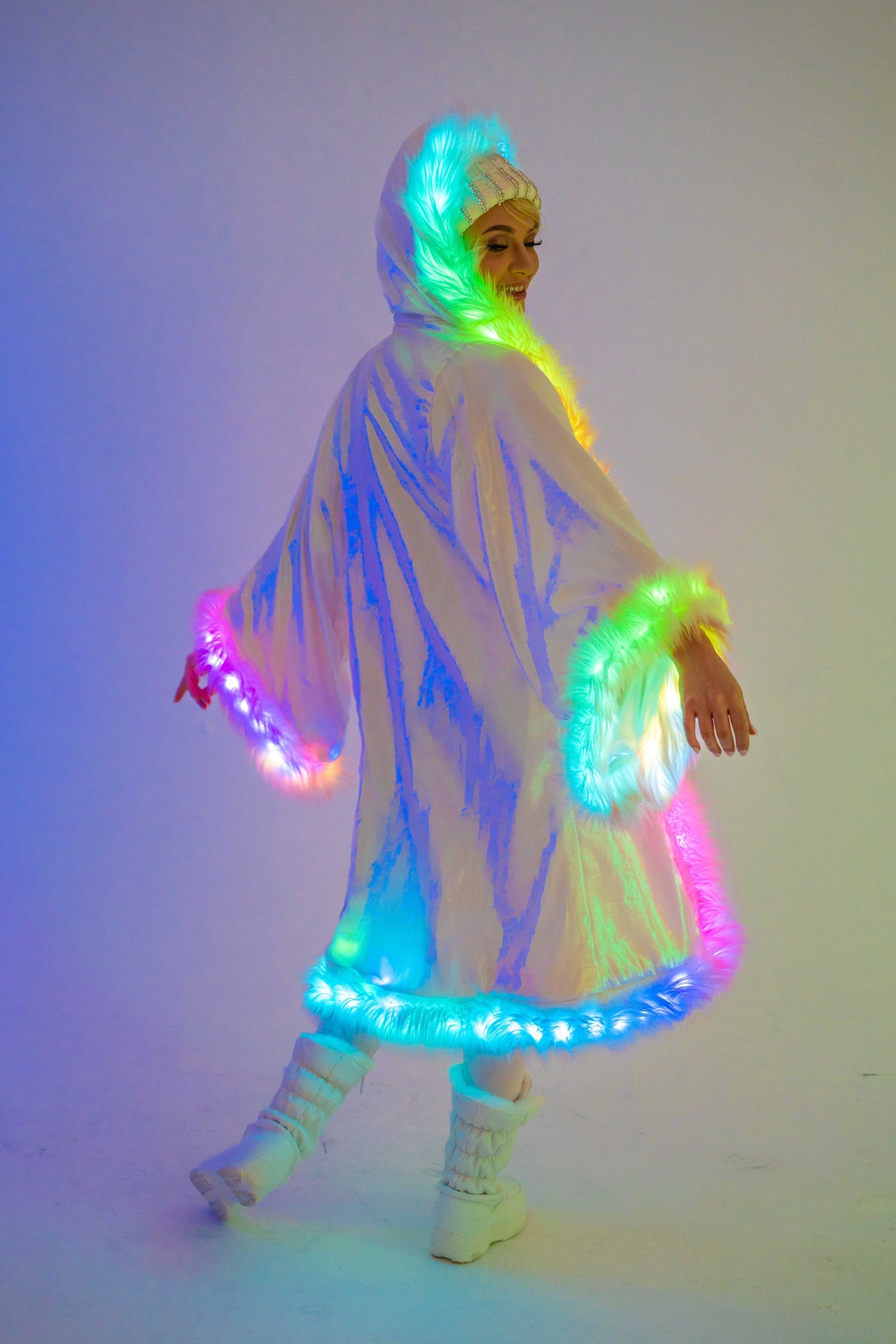 LED Sheer Magic Kimono in "Light Pink White "