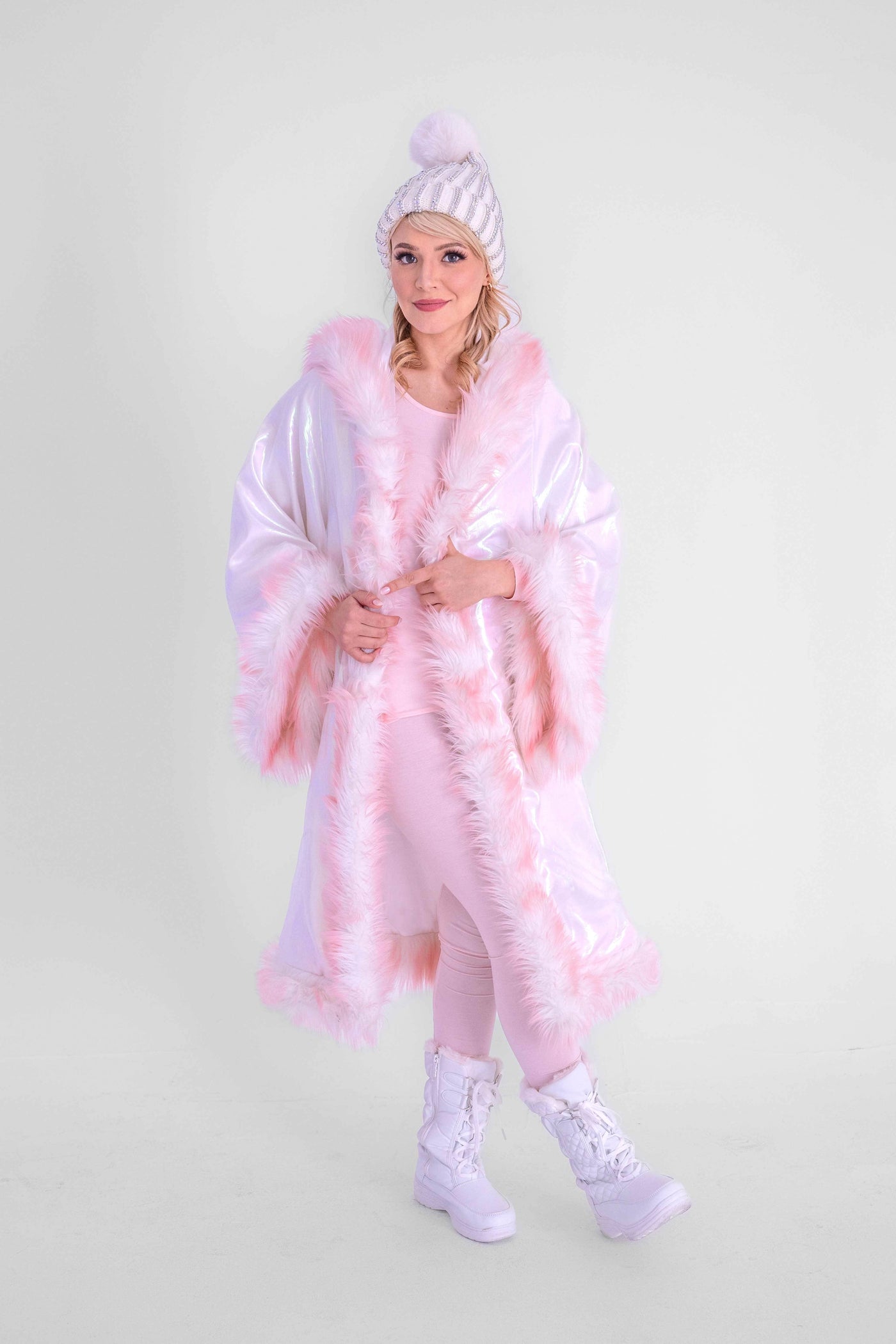 Sheer Magic Kimono in "Light Pink White "