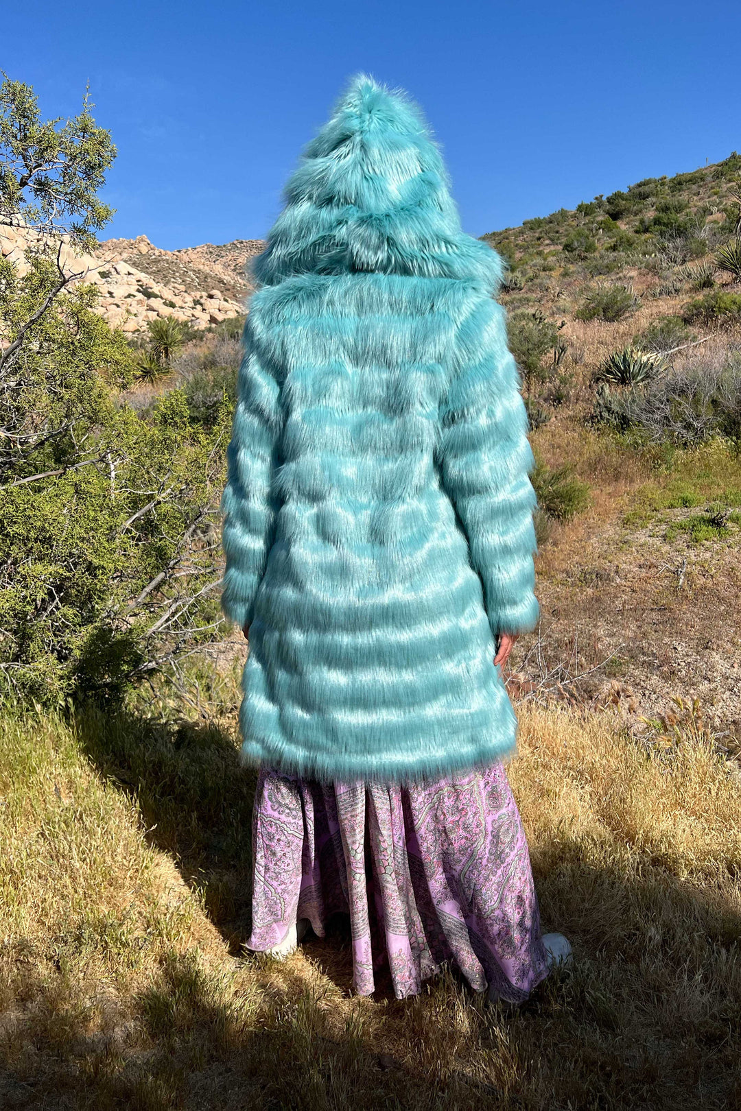 Light Blue Turquoise Fur Jacket Women's Short Playa Coat In
