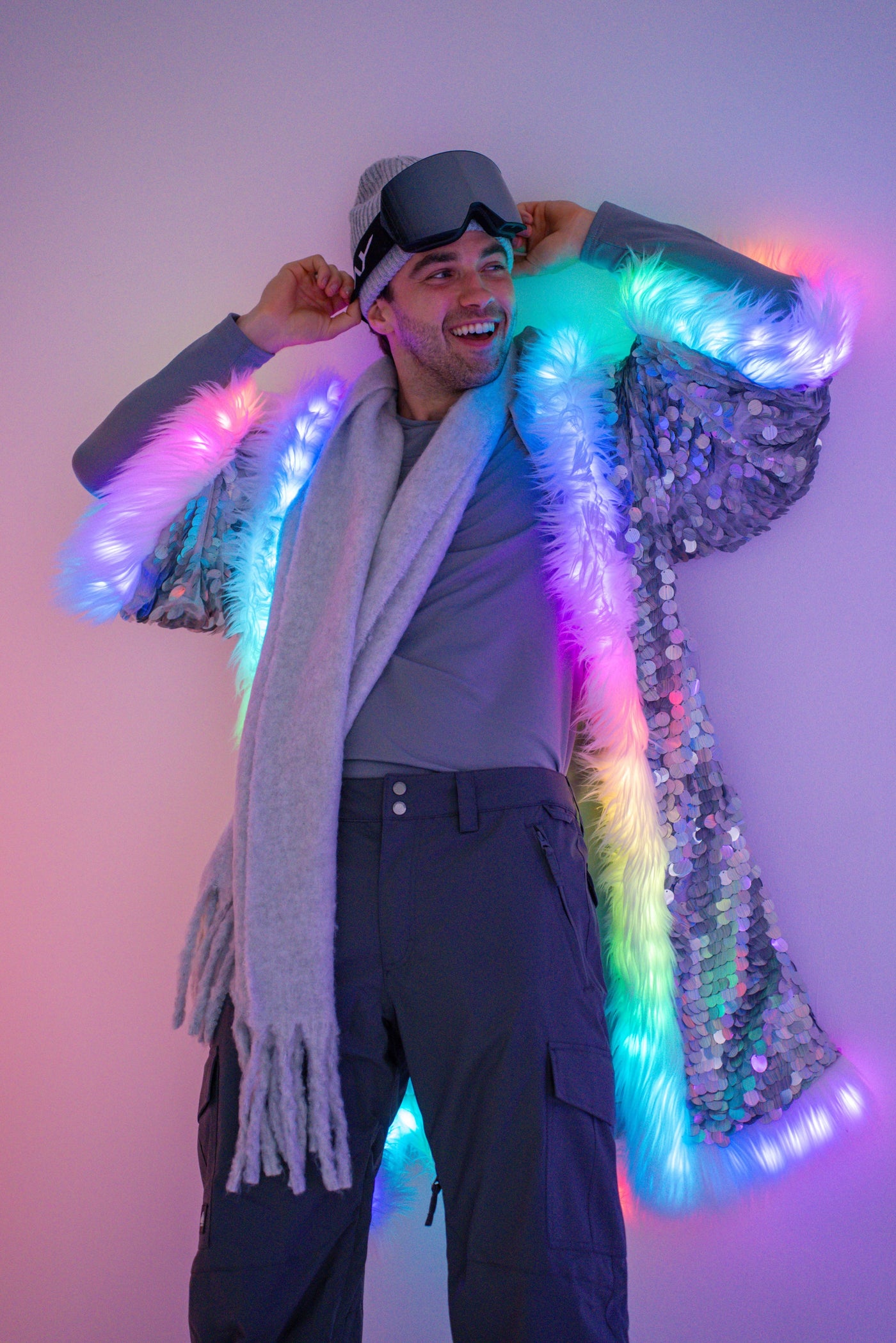 LED Sequin Kimono in "Silver Disco"