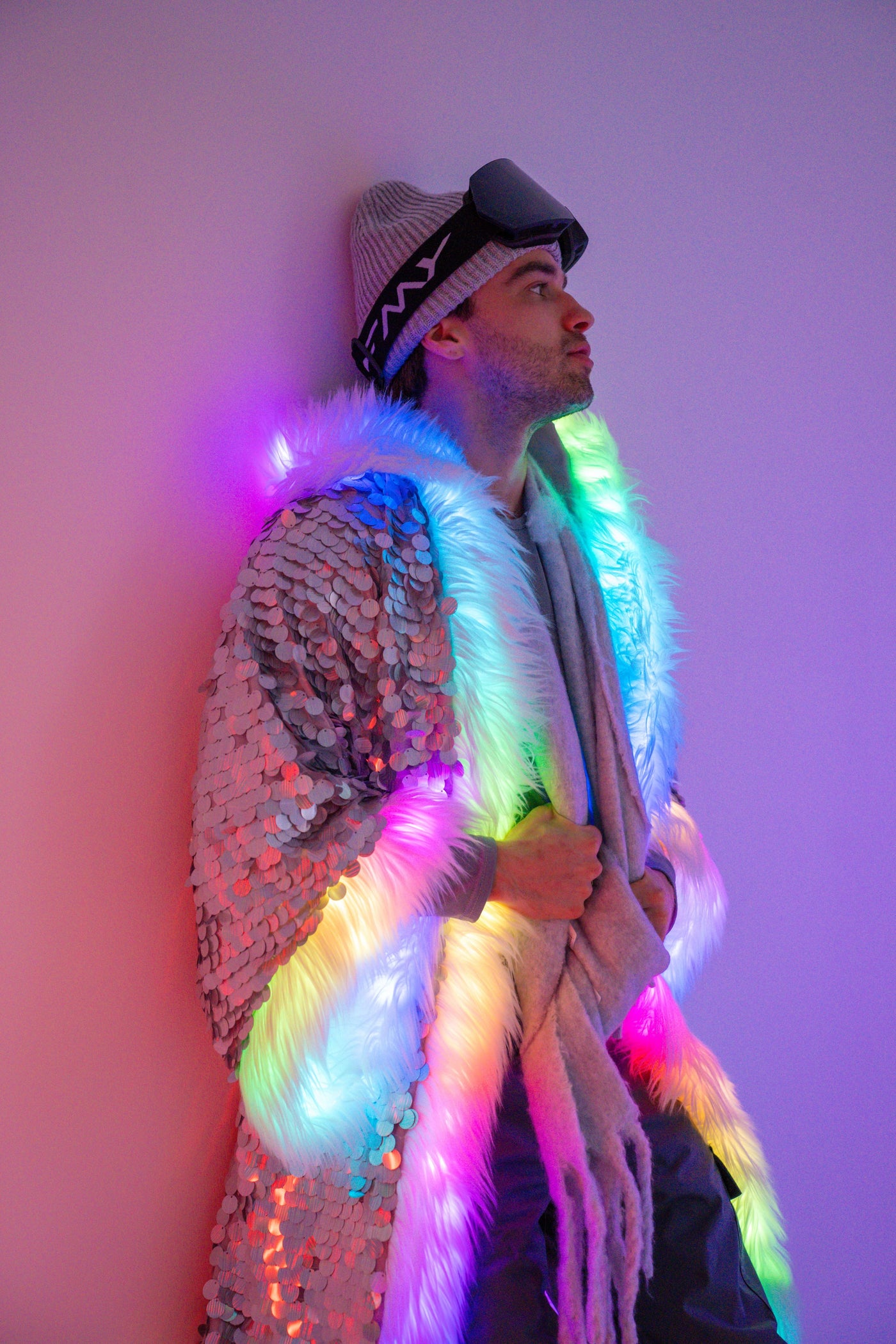 LED Sequin Kimono in "Silver Disco"