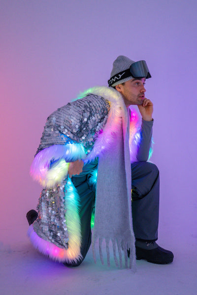 LED Sequin Kimono in "Silver Disco"