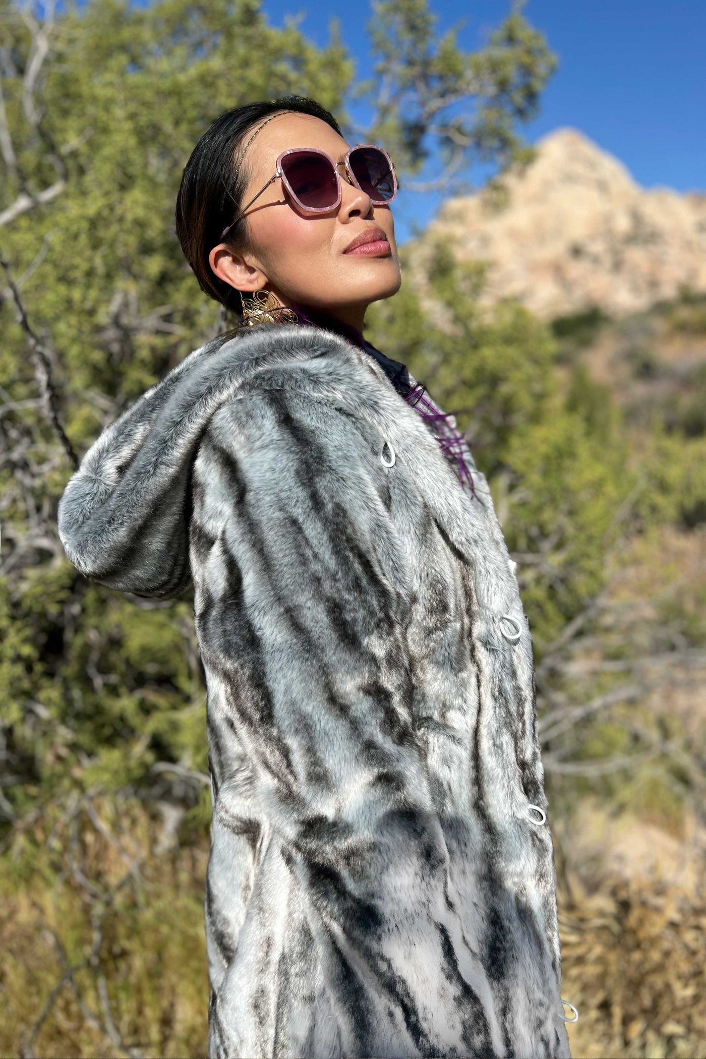 Women's Playa Coat in "Silver Slate" Chinchilla