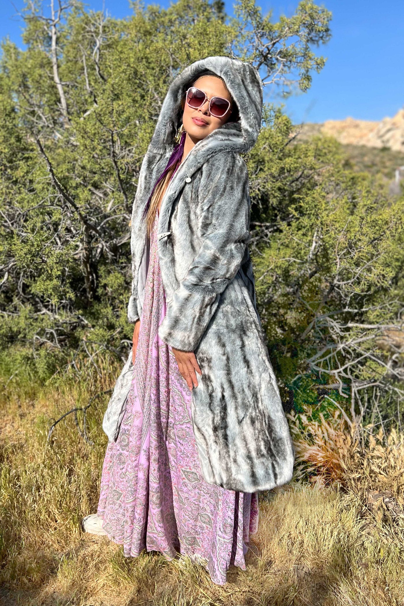 Women's Playa Coat in "Silver Slate" Chinchilla