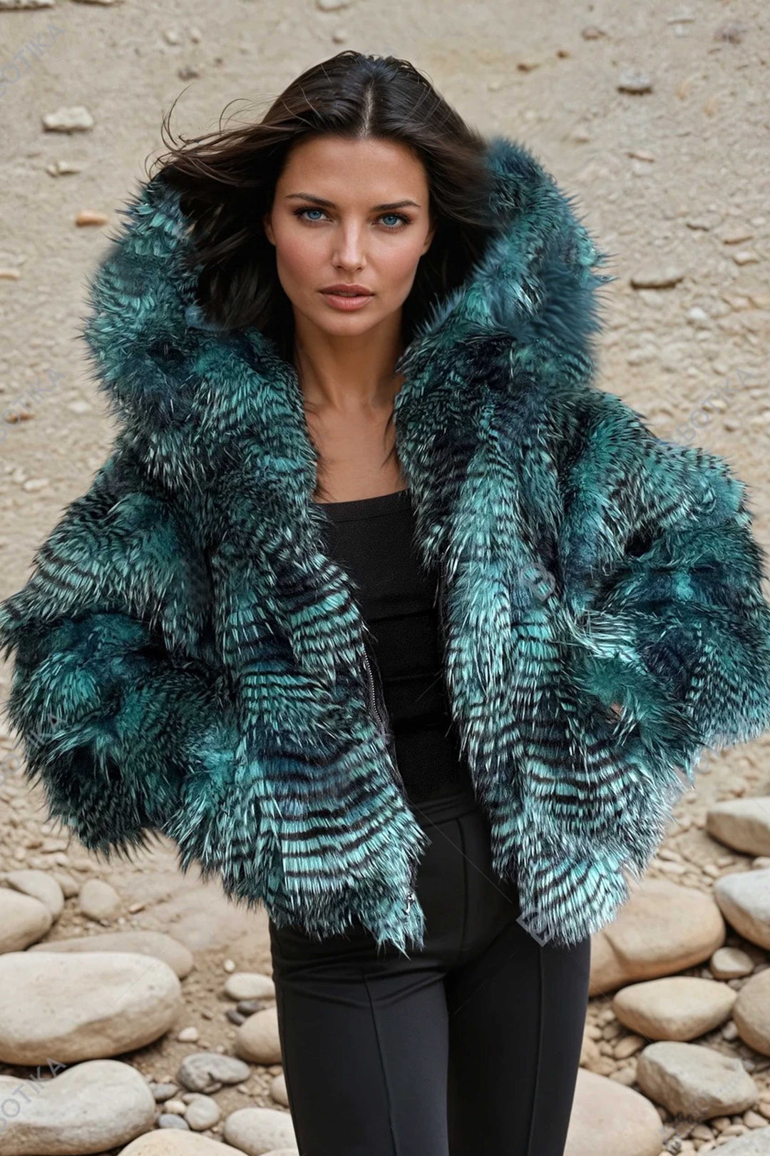 Women's Cropped Faux Fur Jacket – Hooded, Zip-Up & Cozy