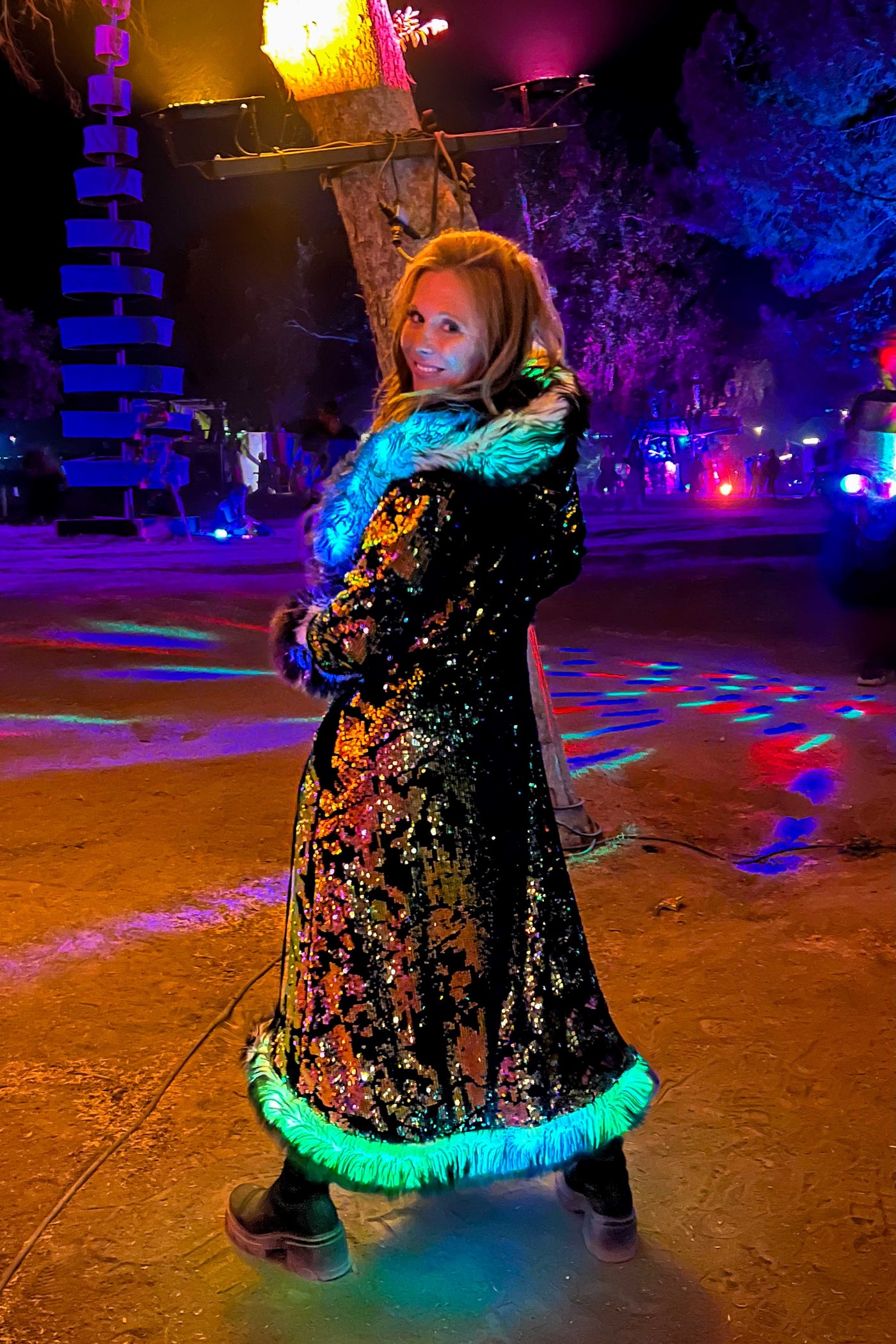 Women's LED Sequin Temptress Coat in "Black Magic"