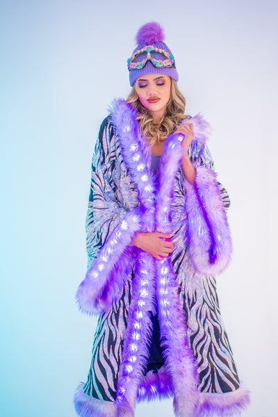 LED Tiny Twinkle Sequin Kimono in "Black Lilac Radiant Dream"