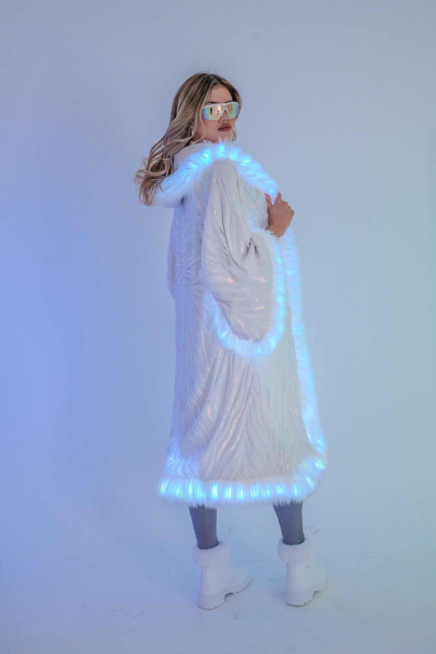 LED Tiny Twinkle Sequin Kimono in "White Radiant Dream" IN STOCK