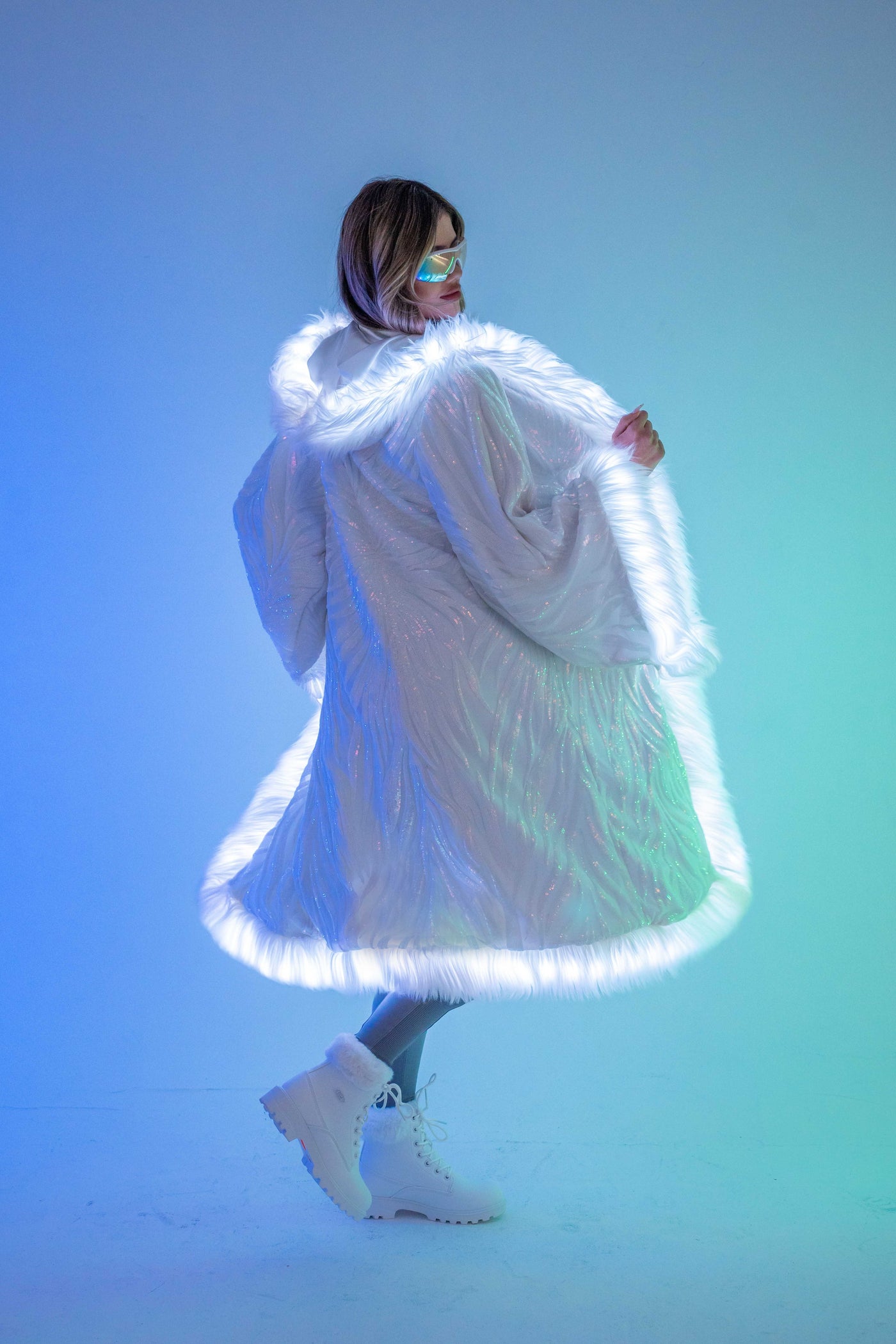 LED Tiny Twinkle Sequin Kimono in "White Radiant Dream"