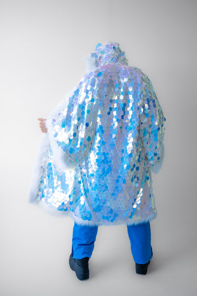 Big Bling Sequin Kimono in "White Iridescent"