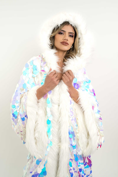 Big Bling Sequin Kimono in "White Iridescent"
