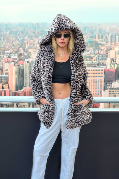 Women's Short Playa Coat in "Luxe Leopard"