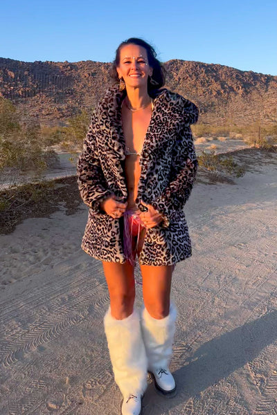 Women's Short Desert Warrior Coat in "Luxe Leopard" Chinchilla STOCK