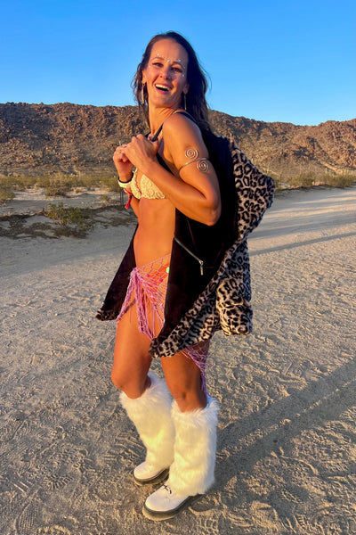 Women's Short Desert Warrior Coat in "Luxe Leopard" Chinchilla STOCK