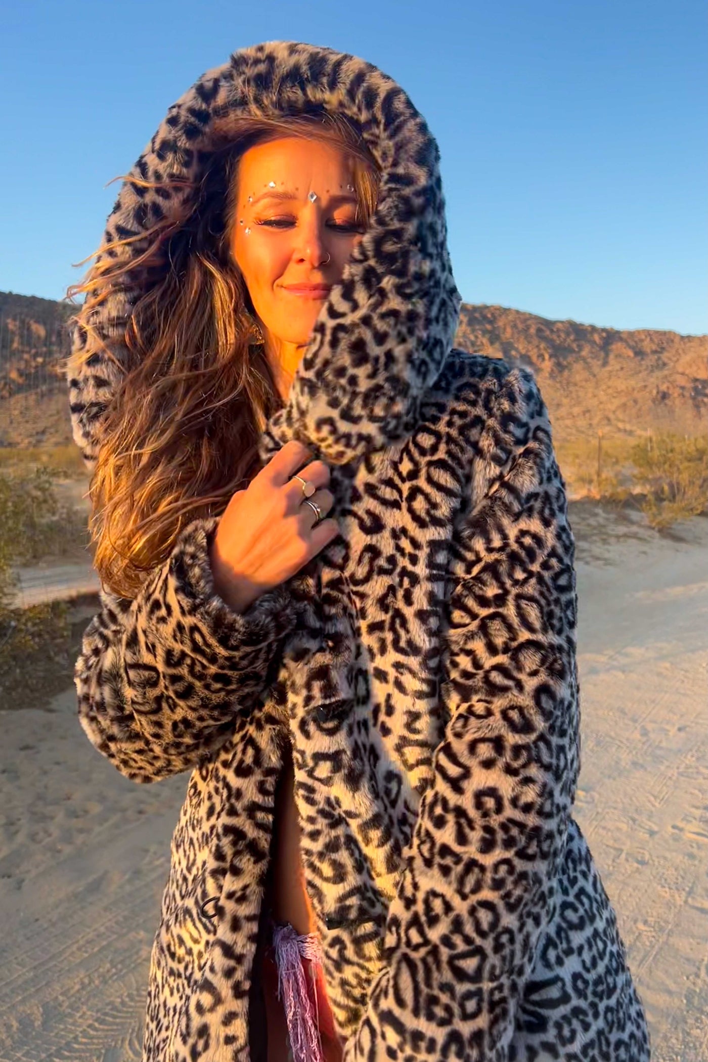 Women's Short Desert Warrior Coat in "Luxe Leopard" Chinchilla STOCK