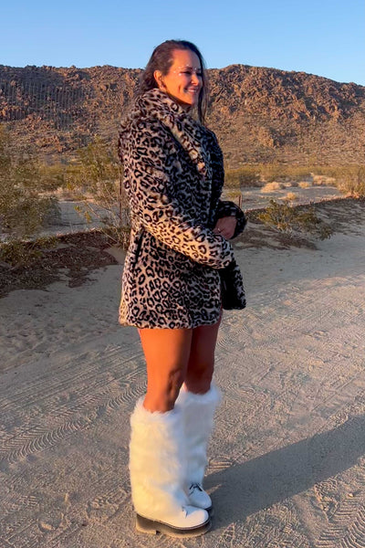 Women's Short Desert Warrior Coat in "Luxe Leopard" Chinchilla STOCK