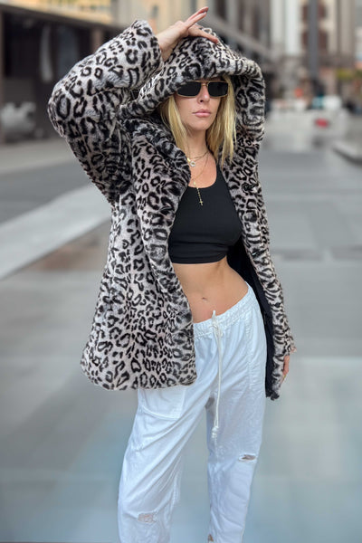 Women's Short Playa Coat in "Luxe Leopard"