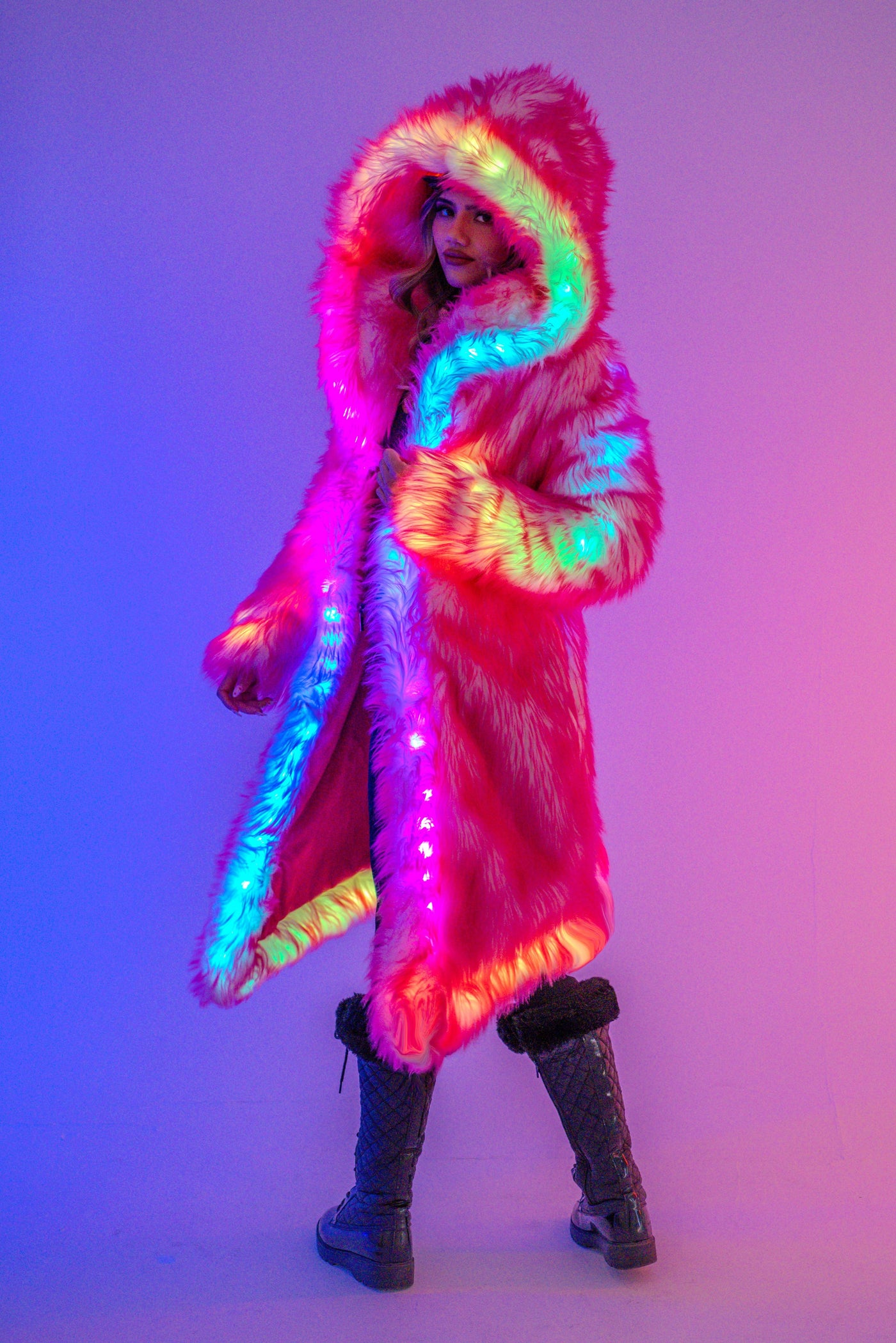 Women's LED Desert Warrior Coat in "Just The Tip-Hot Pink"