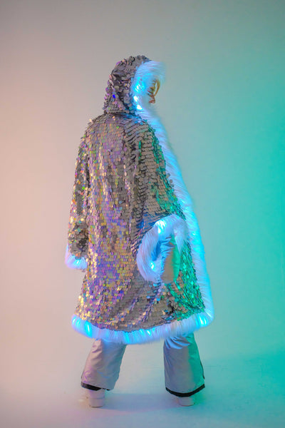 LED Big Bling Sequin Kimono in "Silver Disco"