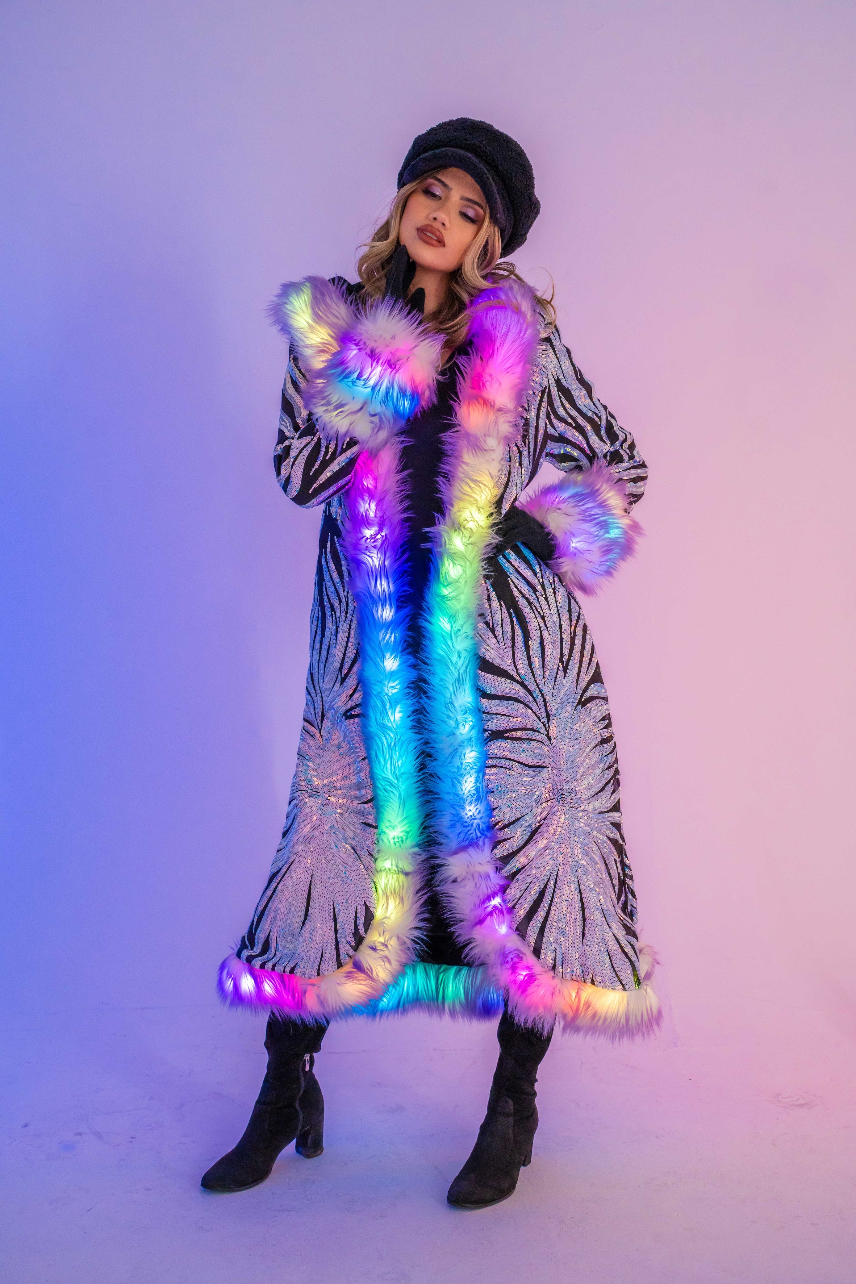 Fluffy Jacquard Quilted Coat :rosarymoon