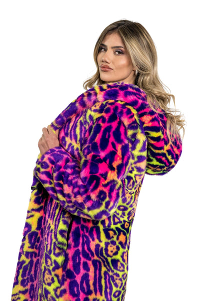 Women's Playa Coat in "Neon Cheetah"