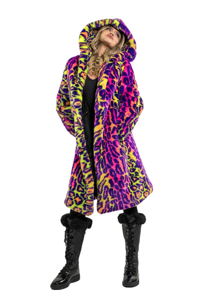 Women's Playa Coat in "Neon Cheetah"