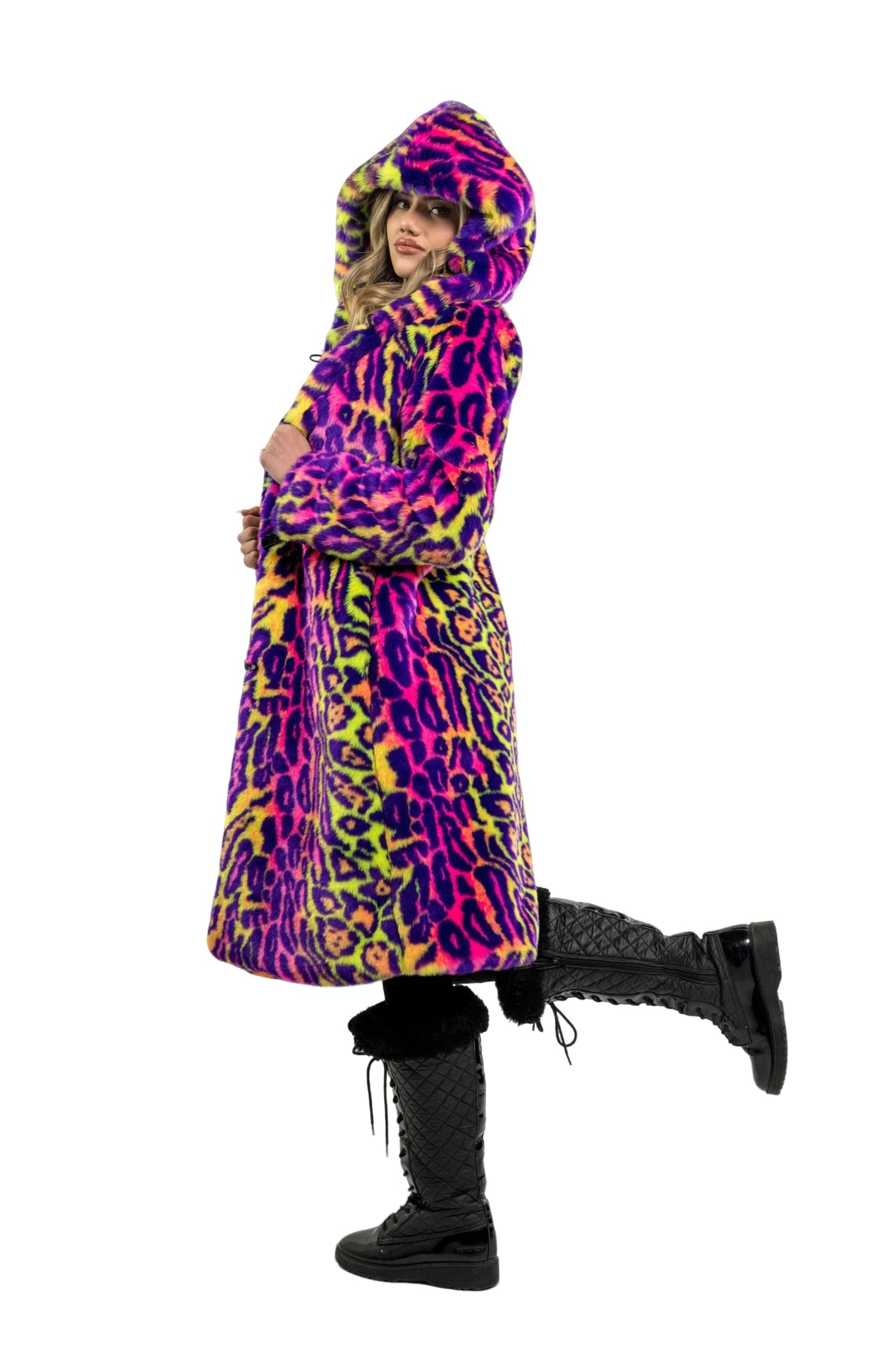 Women's Playa Coat in "Neon Cheetah"