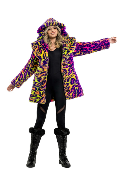 Women's Short Duchess Coat in "Neon Cheetah" IN STOCK