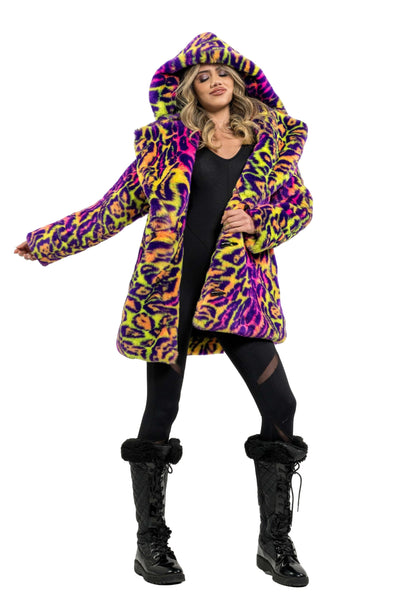 Women's Short Duchess Coat in "Neon Cheetah" IN STOCK