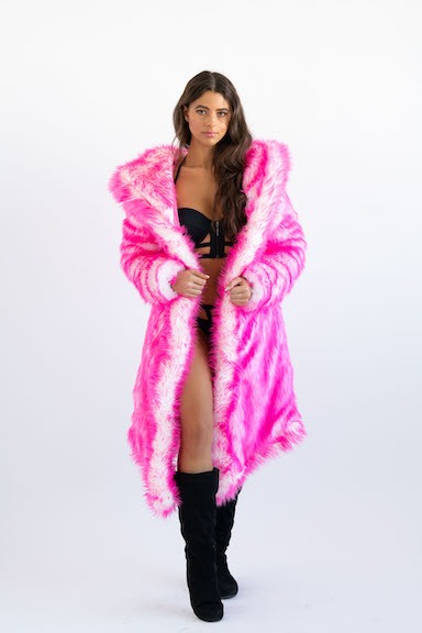 women's-LED-hot-pink-white -faux-fur-coat-2