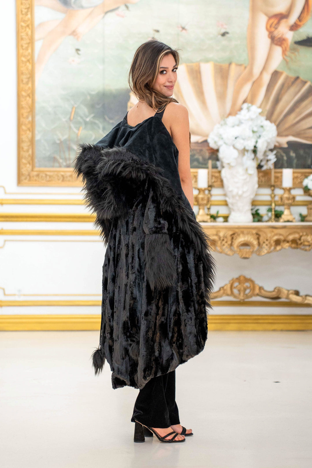 black fur coat for dress Lola Crop Jacket - | Women's Evening Jacket, M (US6) / Black The color is black End Of Beginning Faux Fur
