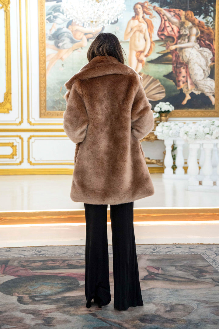 Women's Luxury Faux Fur Short Duchess Coat in 