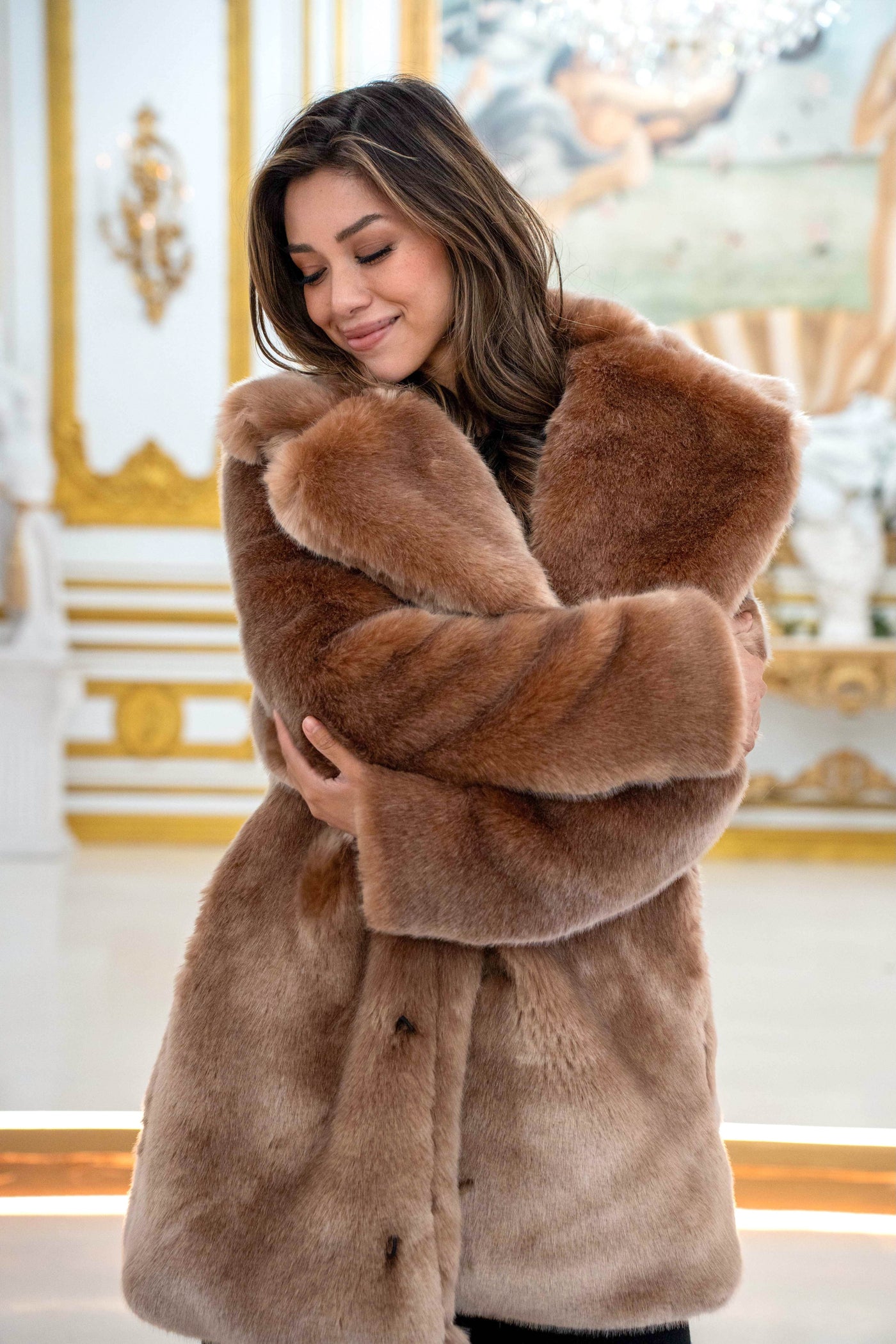 Women's Short Duchess Coat in "Blush" Chinchilla STOCK