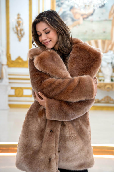 Women's Short Duchess Coat in "Blush" Chinchilla STOCK