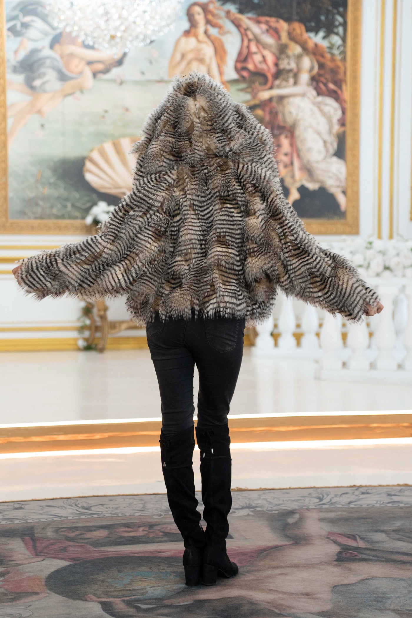 Women's Crop Snuggle Coat in "Desert Feather"