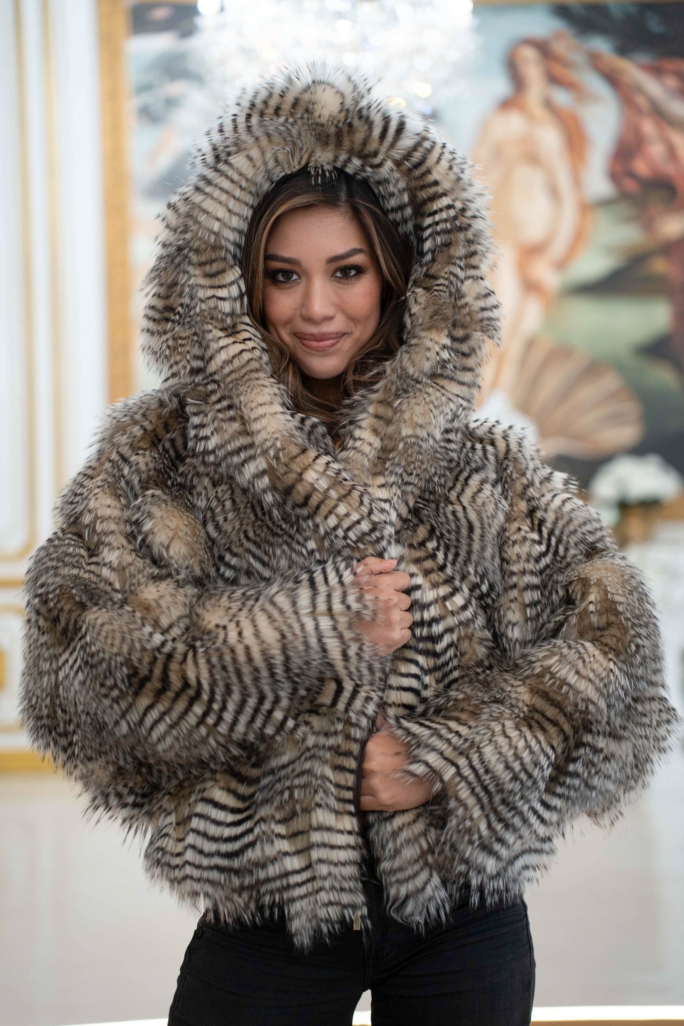 Women's Crop Snuggle Coat in "Desert Feather"
