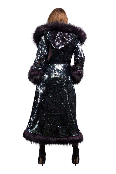 Women's Sequin Temptress Coat in "Purple Peacock" STOCK