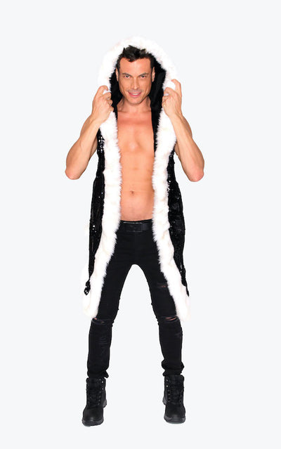 Men's LED Sequin Vest in "Black-White"