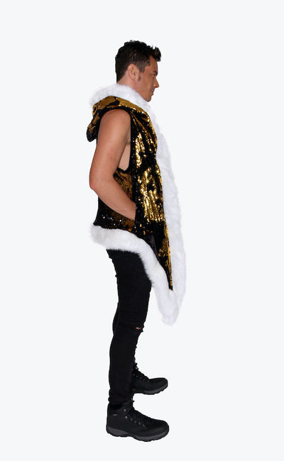 Men's LED Sequin Vest in "Black/ Gold"