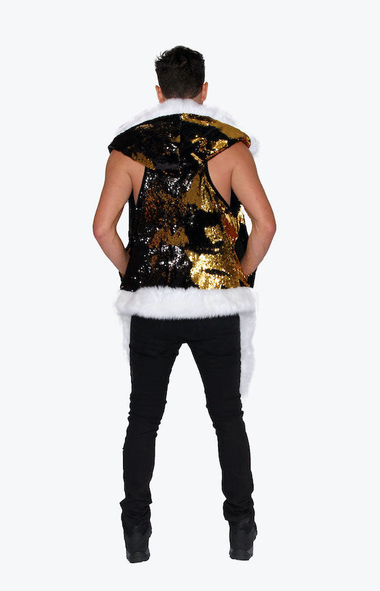 Men's LED Sequin Vest in "Black-Gold"