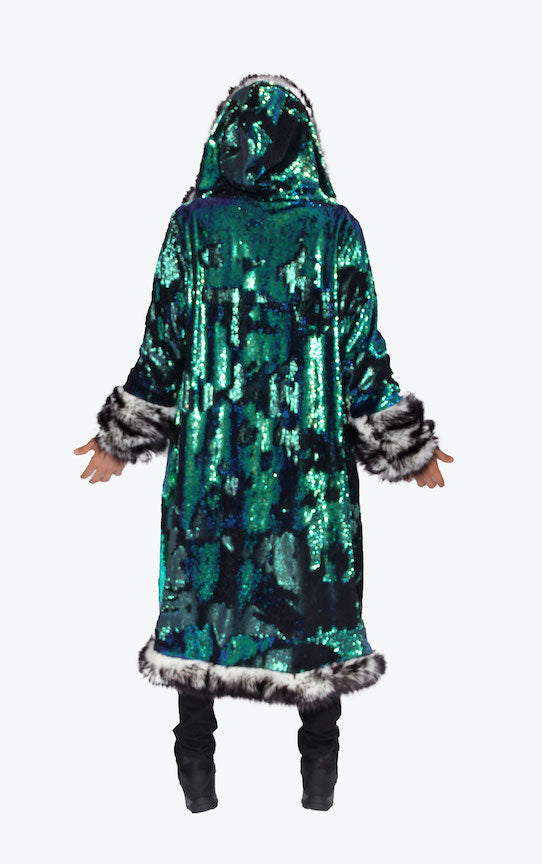 Burning-man-men's--LED-sequin-faux-fur-king-coat-black-green-mermaid-sequin-15f