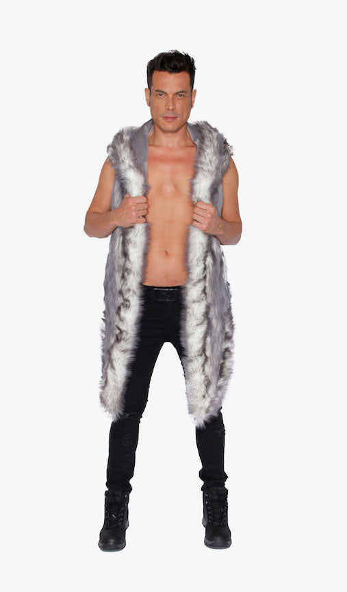 Burning-man-men's--faux-fur-led-vest-gray-white-1f