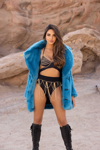 Women's Short Duchess Coat in "Cookie Monster" Chinchilla