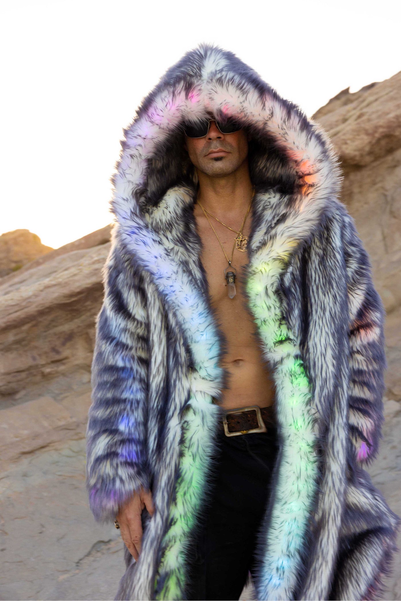 Men's LED Desert Warrior Coat in "Just The Tip-Gray"