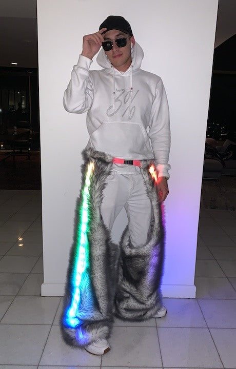 LED- men's-faux-fur-light up-chaps-gray-white-12