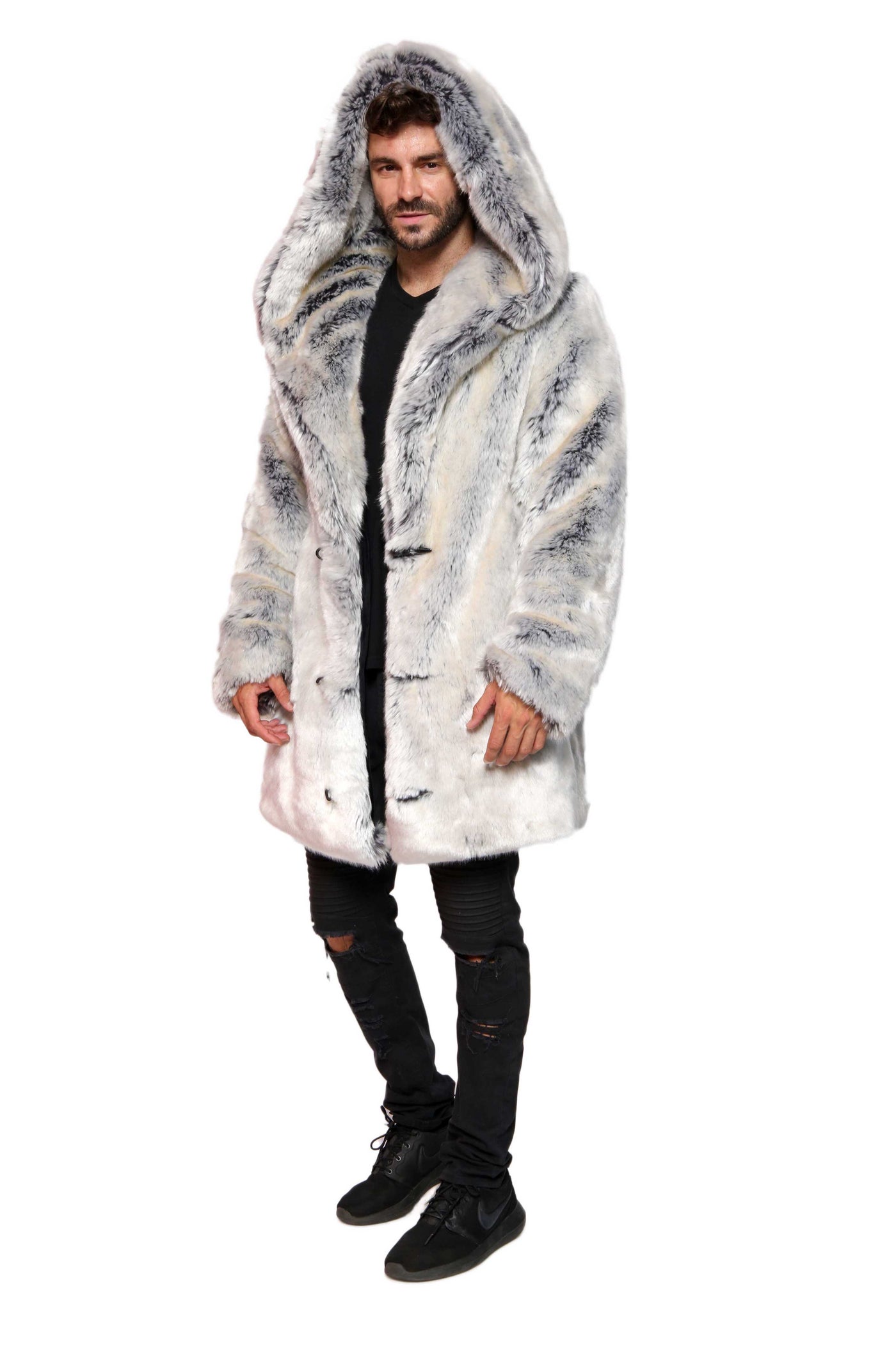 Men's Short Desert Warrior Coat in "Pegasus" Chinchilla