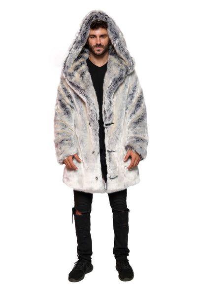 Men's Short Desert Warrior Coat in "Pegasus" Chinchilla